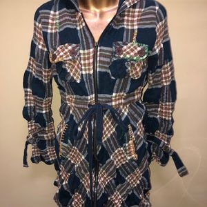 Mima designs by ks patchwork size small navy plaid jacket